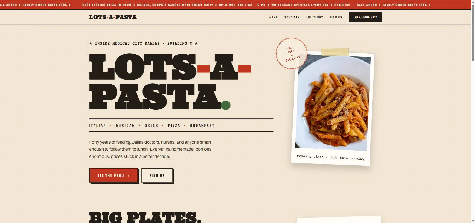 Lots-A-Pasta website